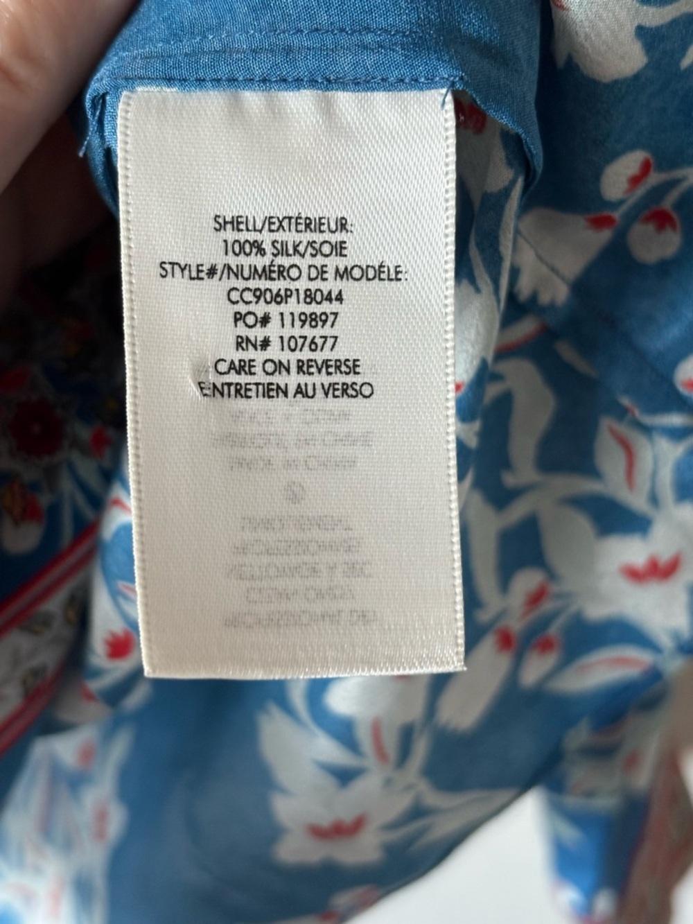 Alice + Olivia 100% Silk Blouse Blue Floral Print Button Front Blouse Size S - Picture 6 of 7